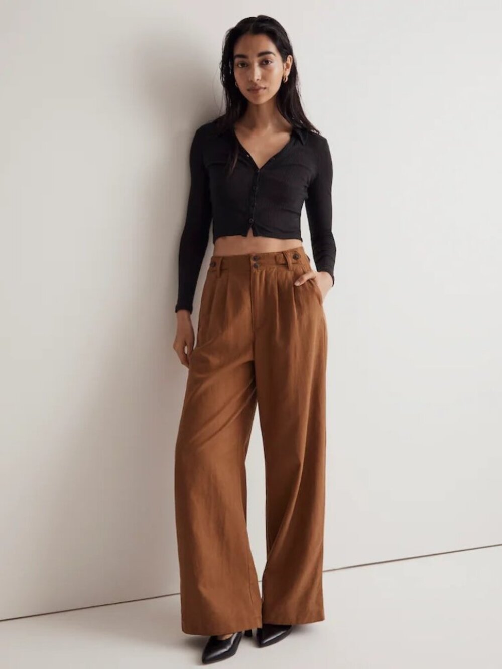 Madewell Harlow Wide-Leg Pant in Acorn